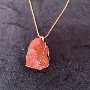 Carnelian Stone Crystal Necklace
